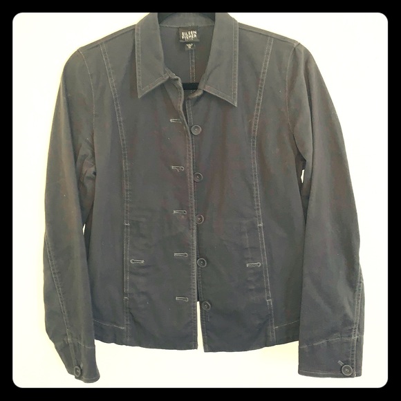 Eileen Fischer Button Up Blazer, PS Charcoal Grey - Picture 3 of 15